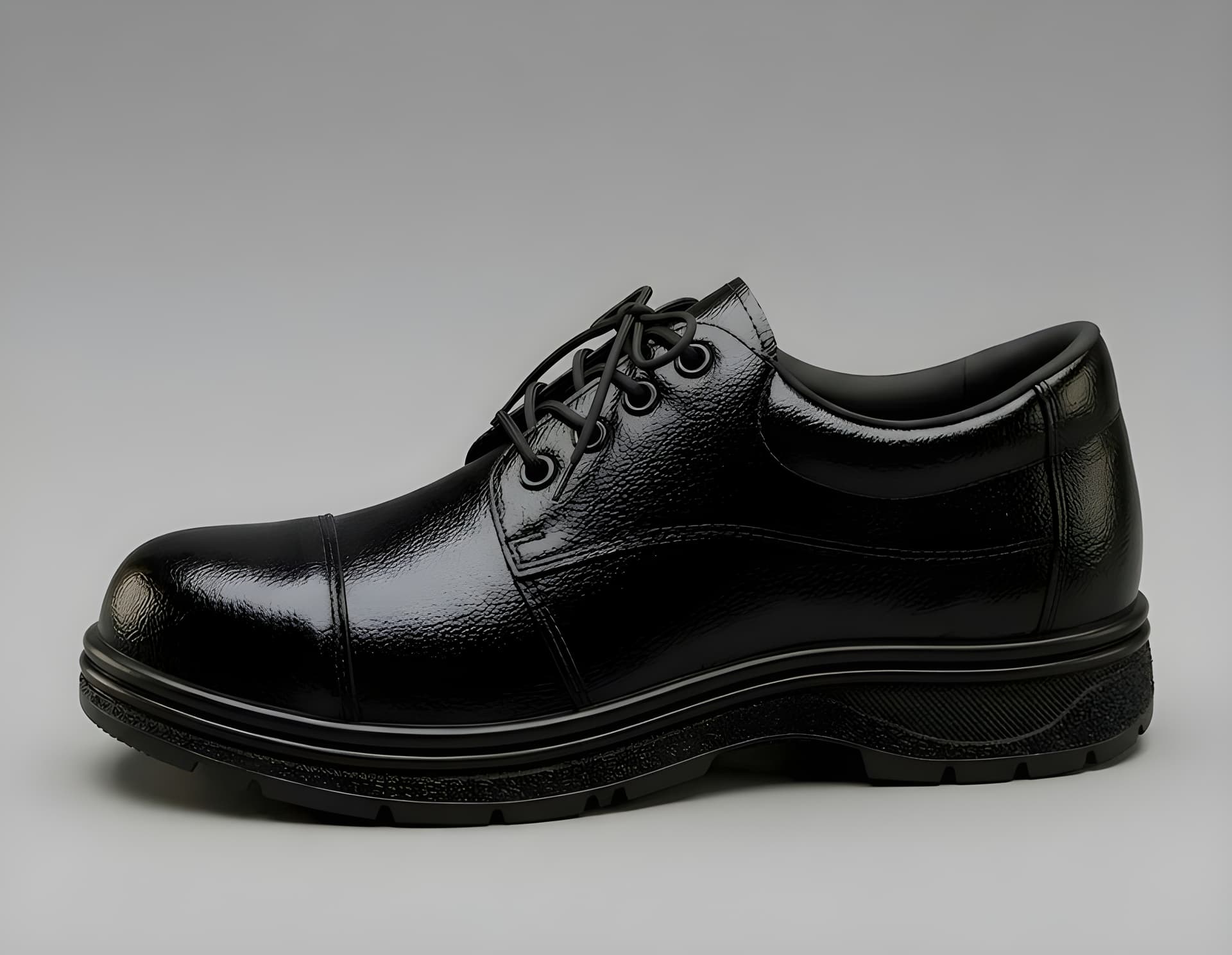 Latest Genuine Mild Leather Police Safety Shoes for Men