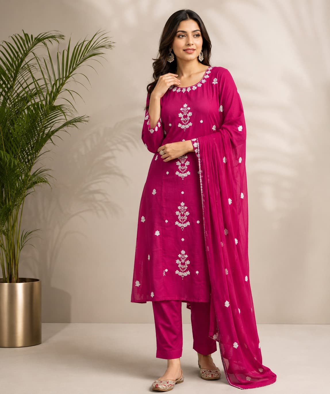 Women's Refined Elegance 3-Piece Embroidered Rayon Slub Kurta Set – PAIR-39-59