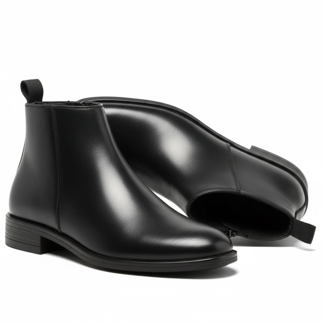 WUGO Men’s Classic Black Side-Zip Ankle Boots