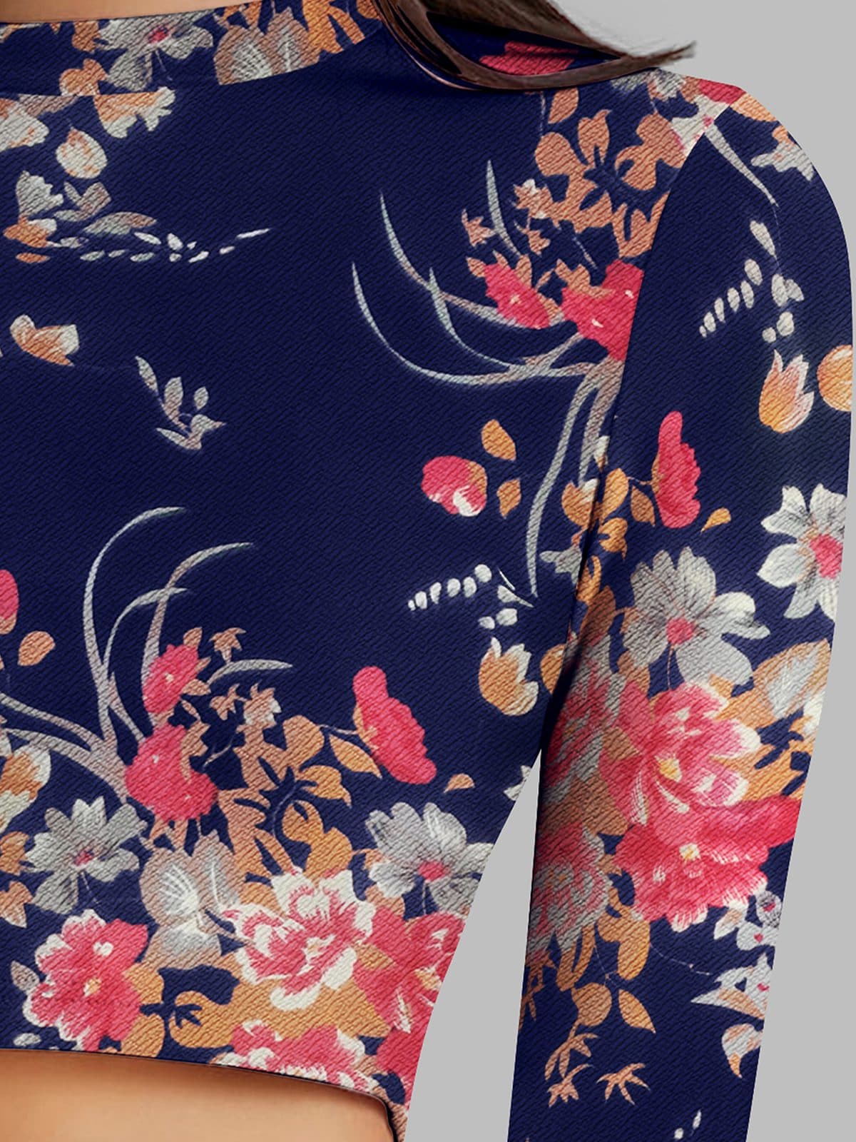 Enchanted Garden Textured Mock-Neck Crop Top