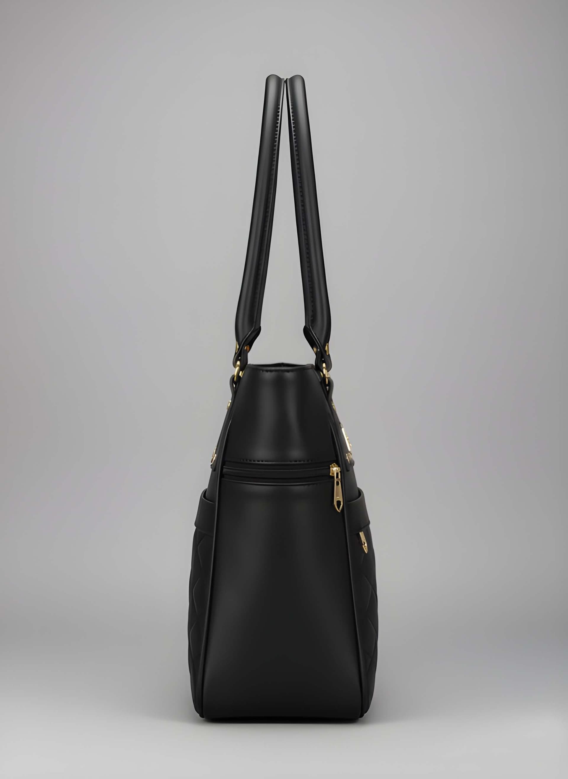 WUGO Women’s Elegant Black Quilted Tote Handbag alternate view