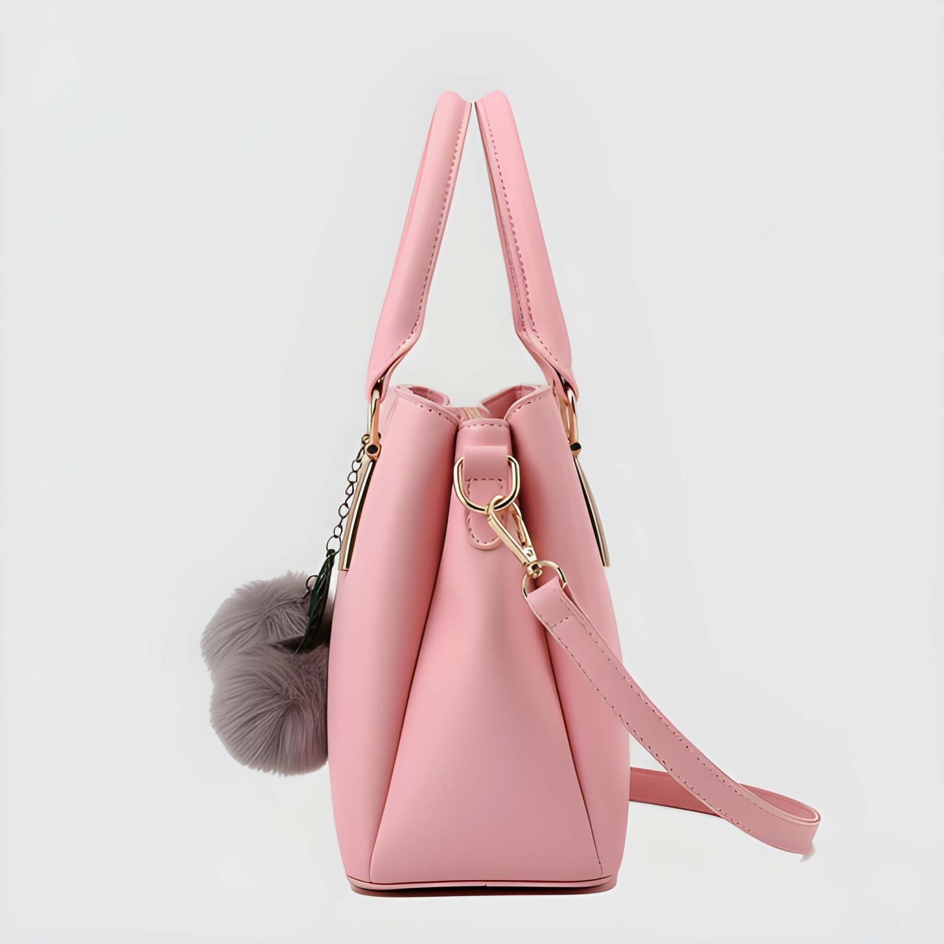 Wugo Elegant Pink Leather Tote Handbag