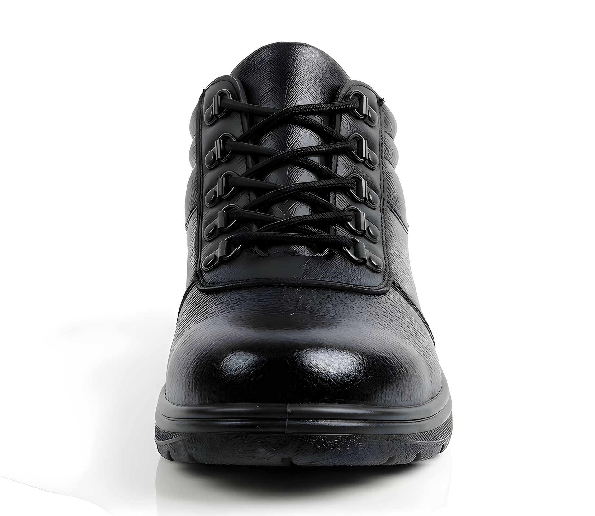 WUGO Men’s Premium Black Textured Lace-Up Ankle Boots