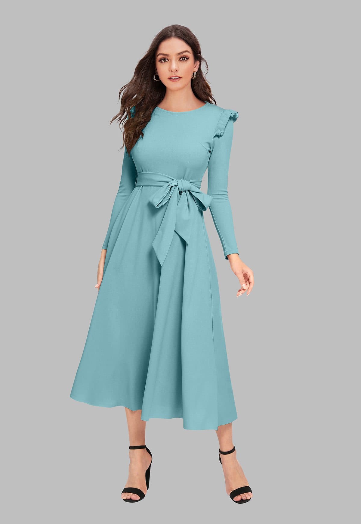 Western Dress With Belt And Shoulder