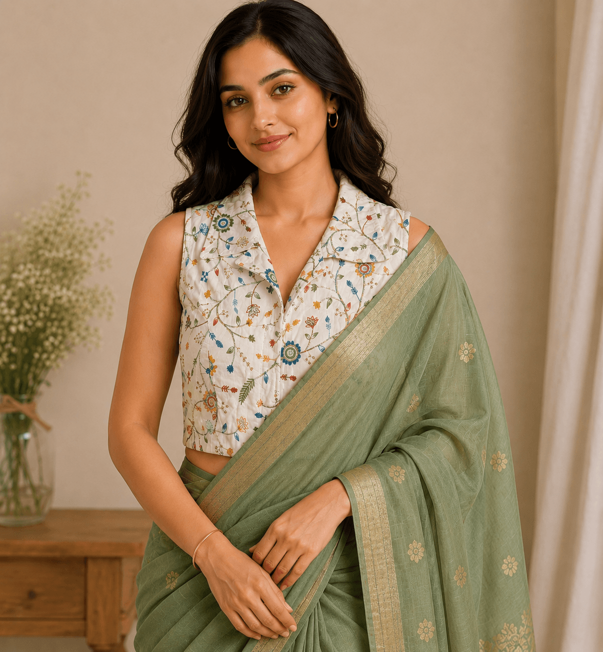 Elegant Floral Embroidered Designer Blouse