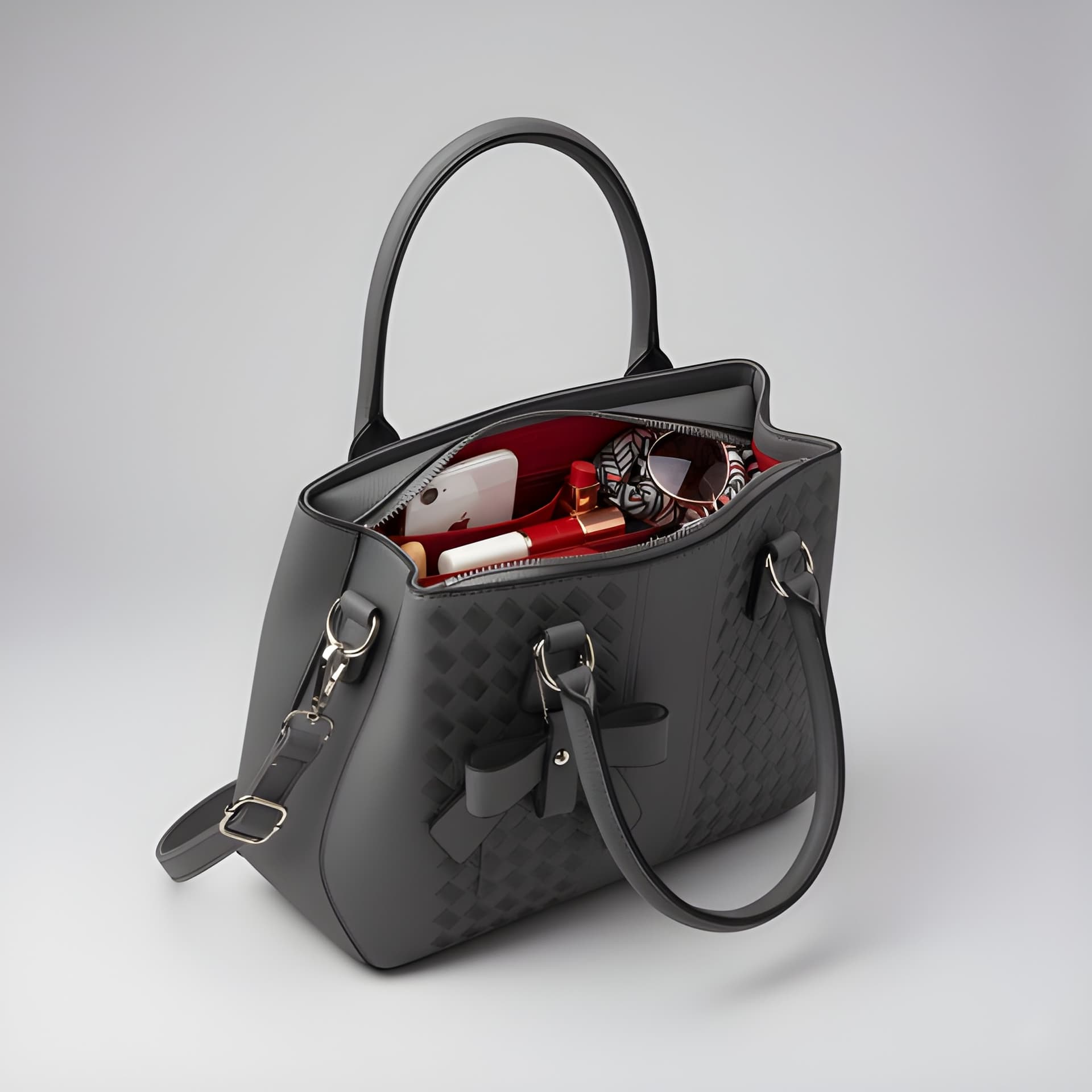 WUGO Women’s Elegant Grey Bow Detail Handbag alternate view