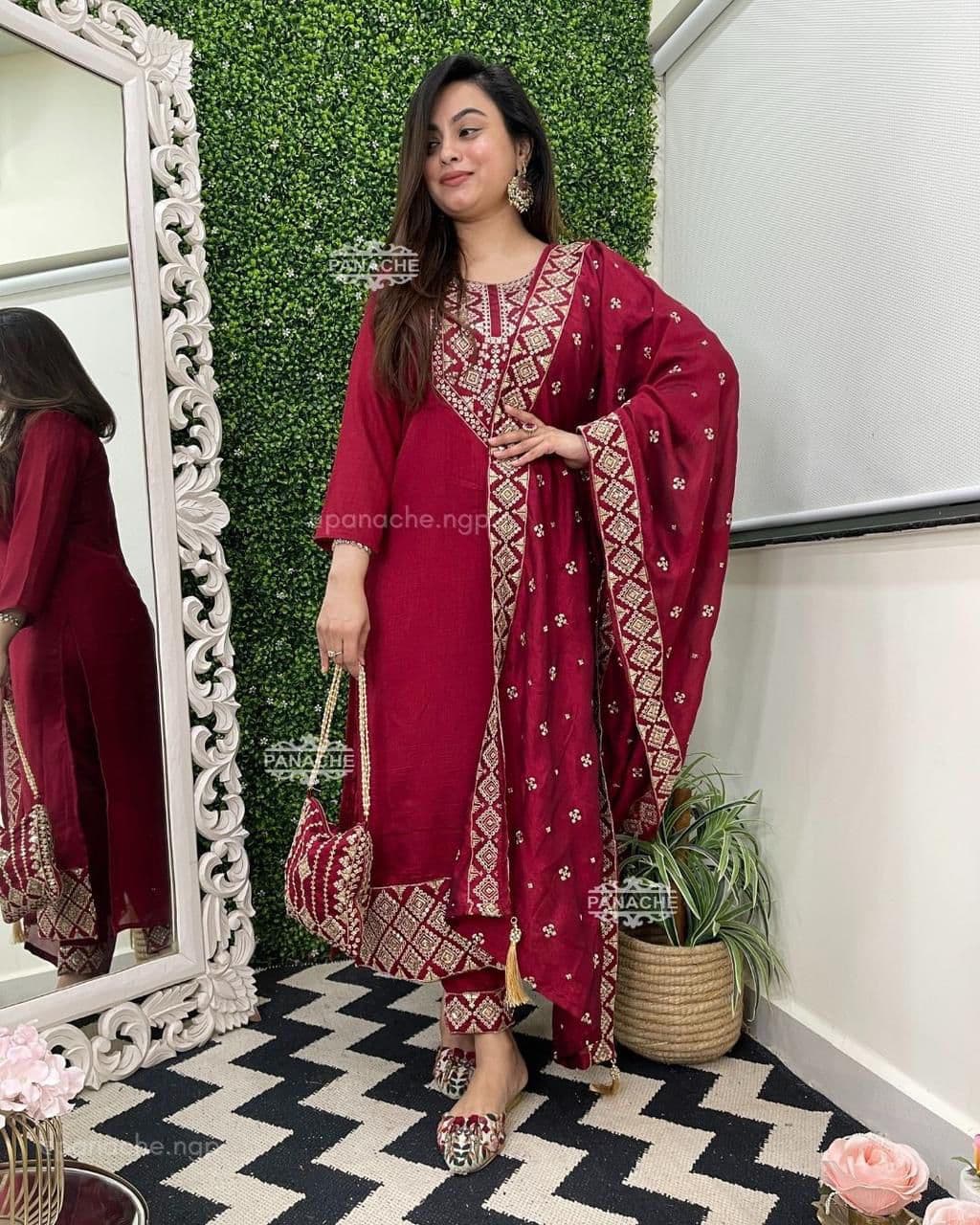 Royal Zari Jacquard Roman Silk Kurta Set