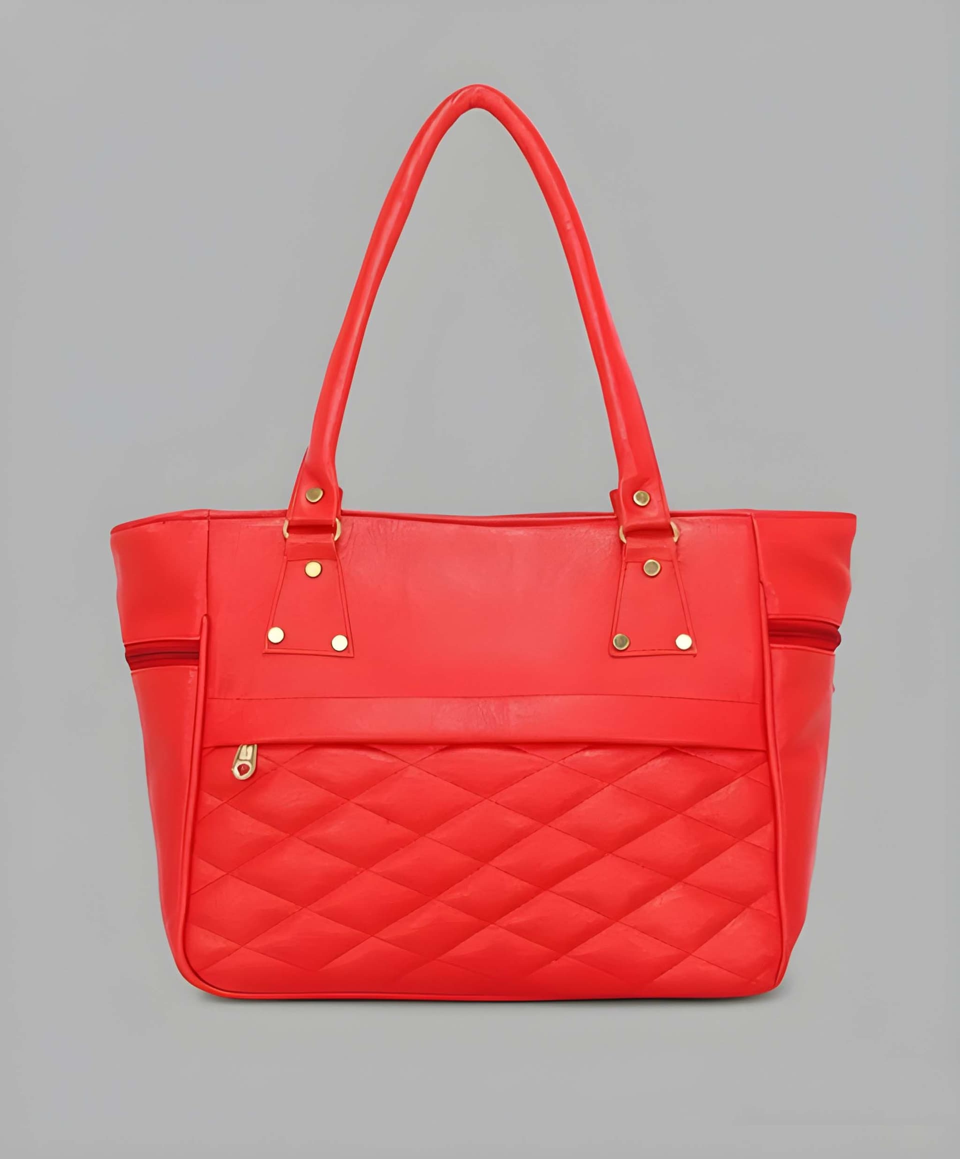 WUGO Women’s Elegant Red Quilted Tote Handbag alternate view