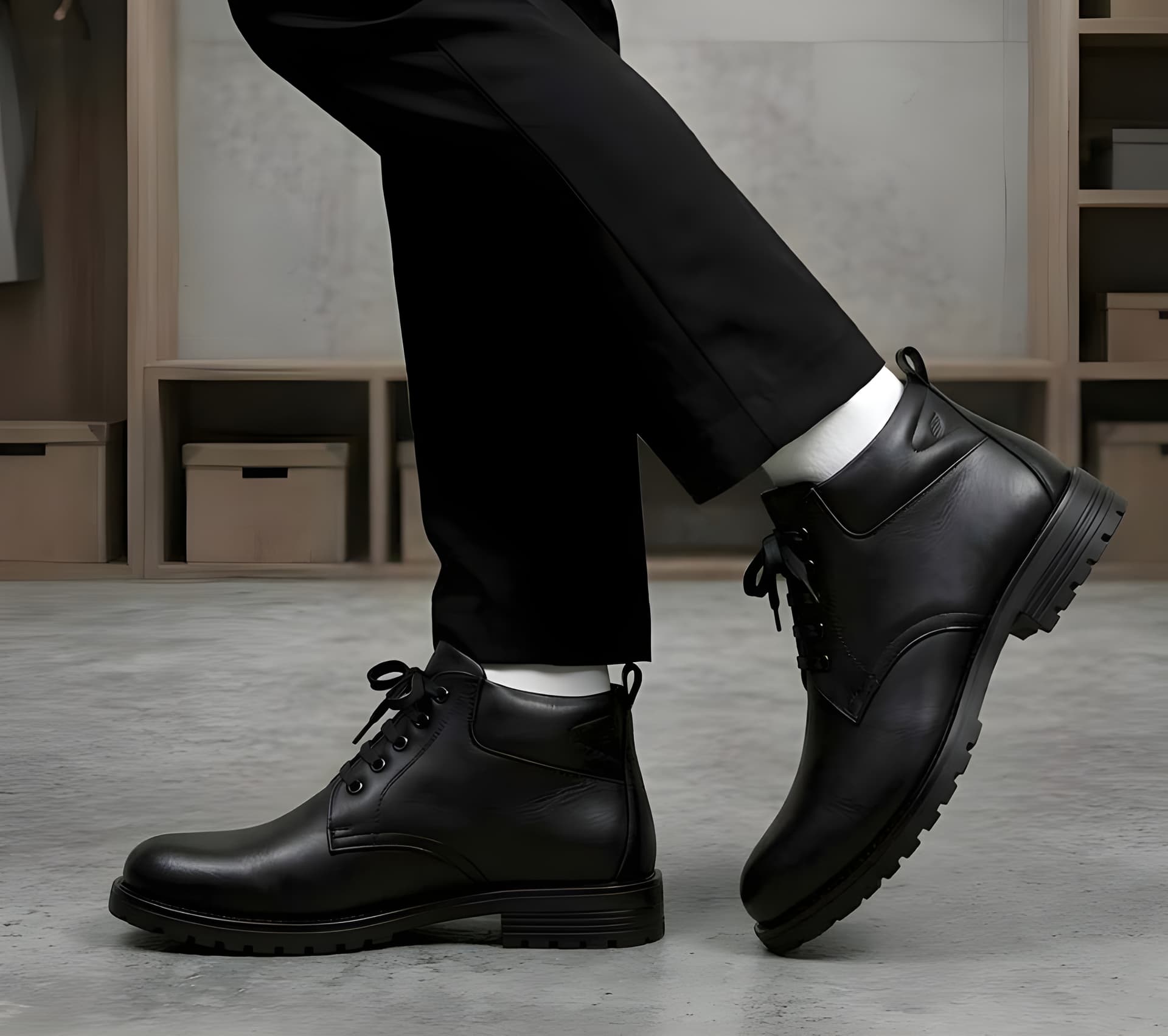 Latest Luxury Goat Leather Men Safety Boots 