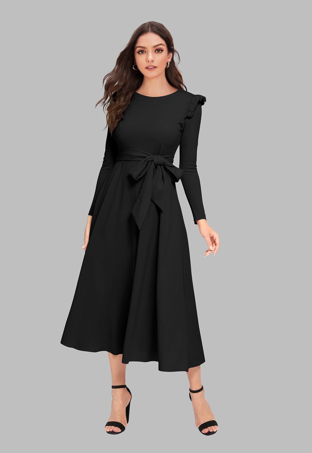 Western Dress With Belt And Shoulder