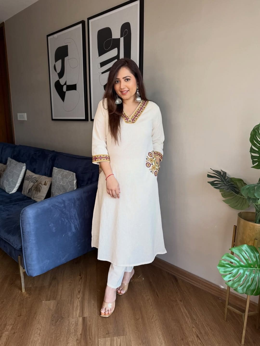 Vibrant Chanderi Silk Embroidered Kurta Set