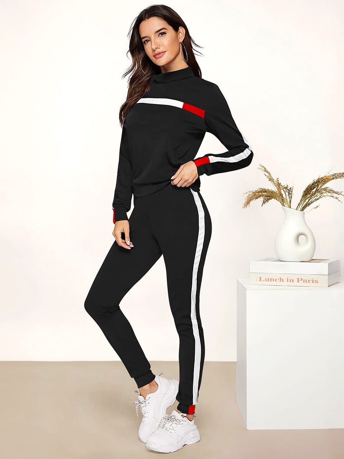 Urban Edge Colorblock High-Neck Tracksuit Set