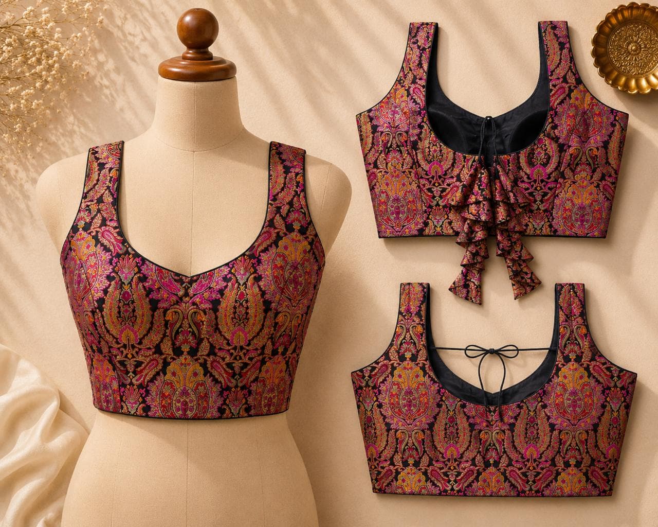 Royal Paisley Multicolor Designer Readymade Blouse alternate view
