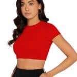Women's Round Neck Short Sleeve Crop Top