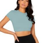 Women's Round Neck Short Sleeve Crop Top