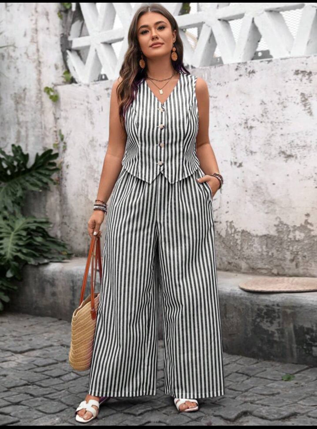 Sleeveless Striped co-ord set