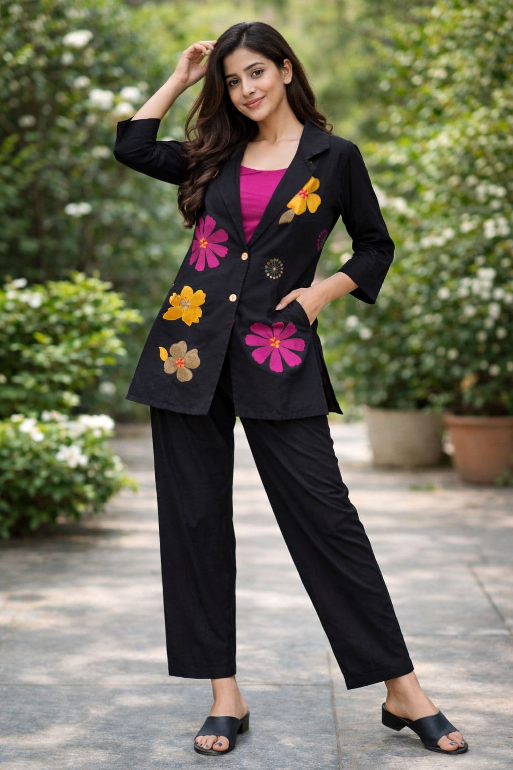 Embroidered Cotton Flex Suit