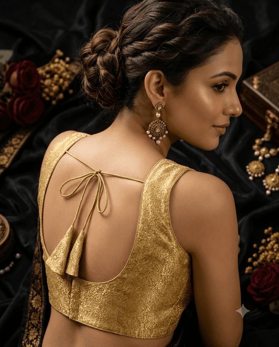 Golden Brocade Designer Readymade Blouse