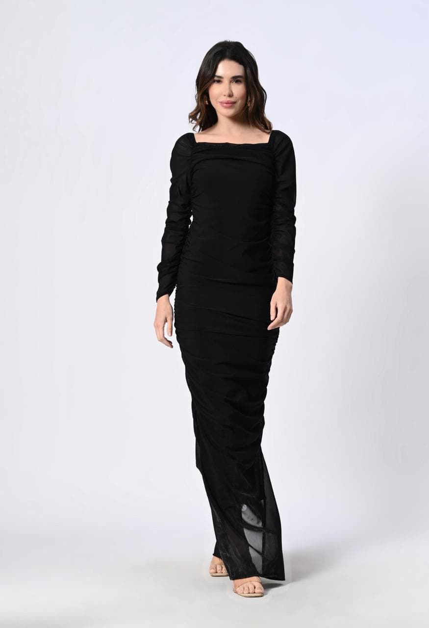 partywear body mesh powernet dress