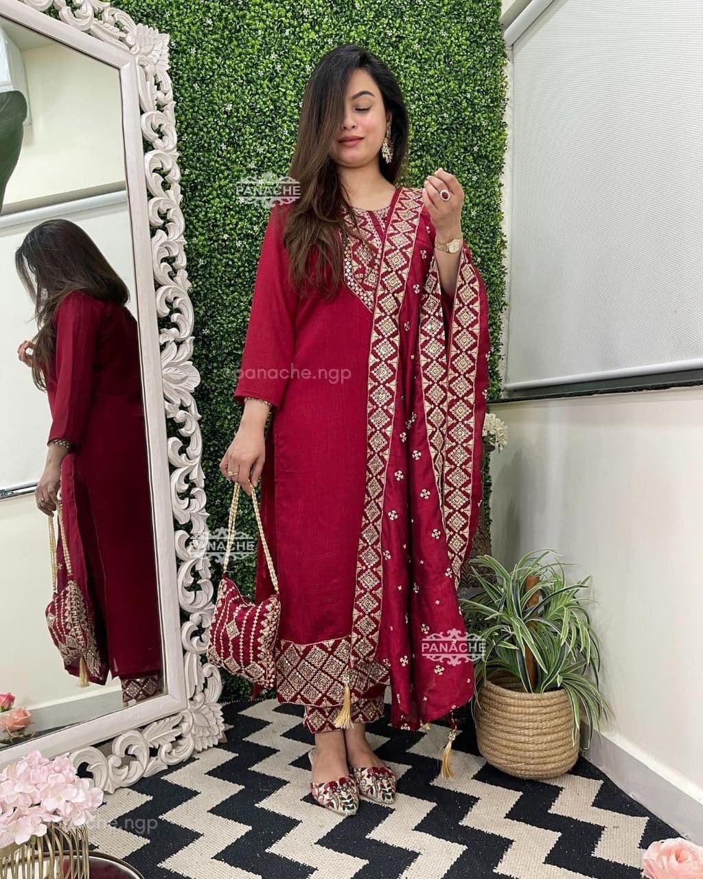 Royal Zari Jacquard Roman Silk Kurta Set