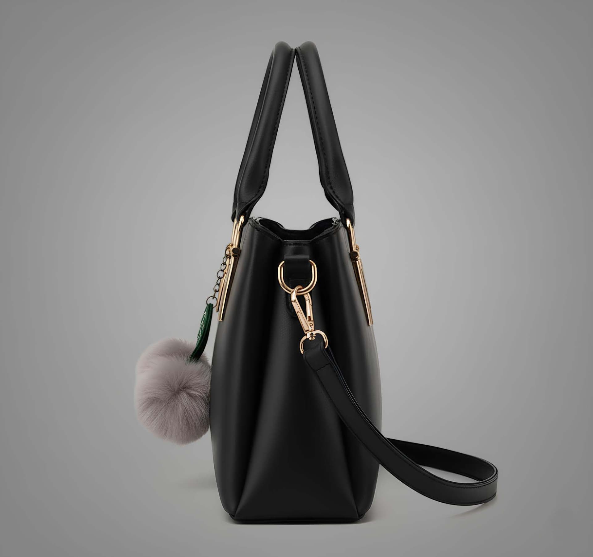 Wugo Classic Black Structured Handbag for Women