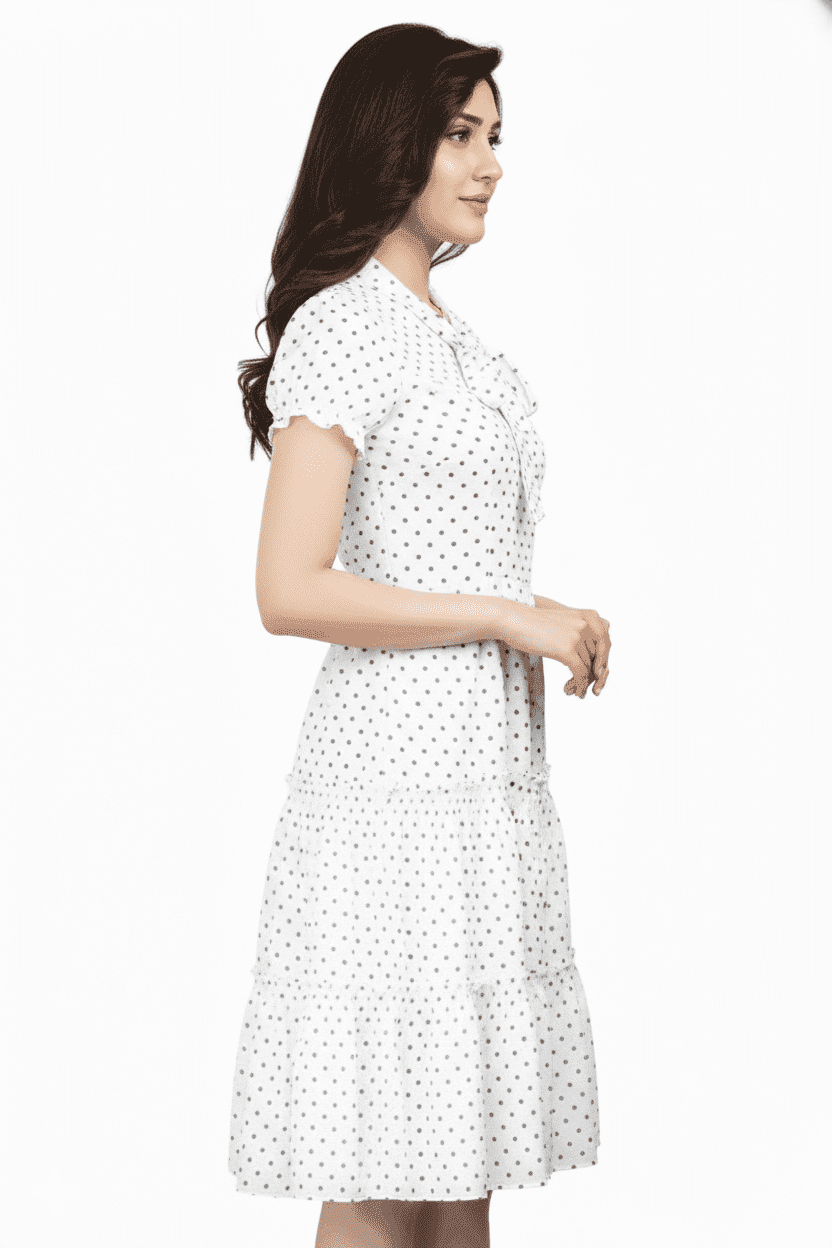 Retro Charm Polka Dot Tiered Midi Dress