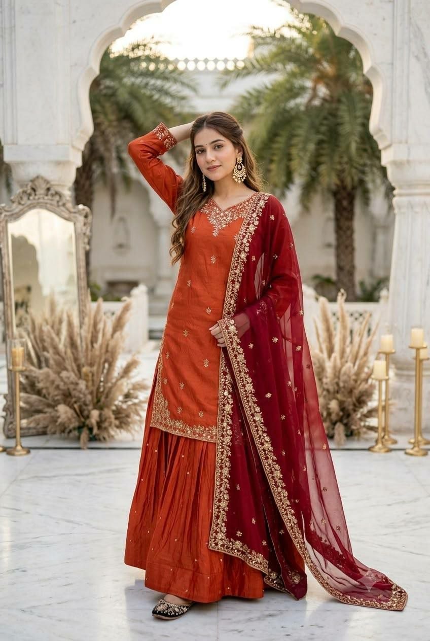 Heavy Sindoor Fandy Silk Suit Set