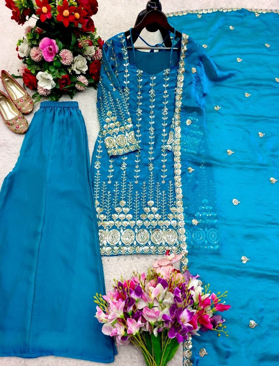 Pure Fendy Satin Silk Salwar Suit Set