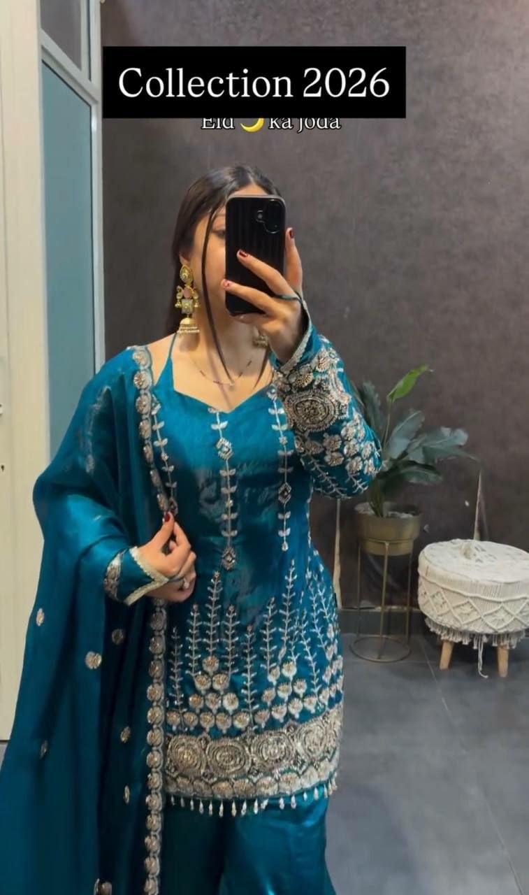 Pure Fendy Satin Silk Salwar Suit Set
