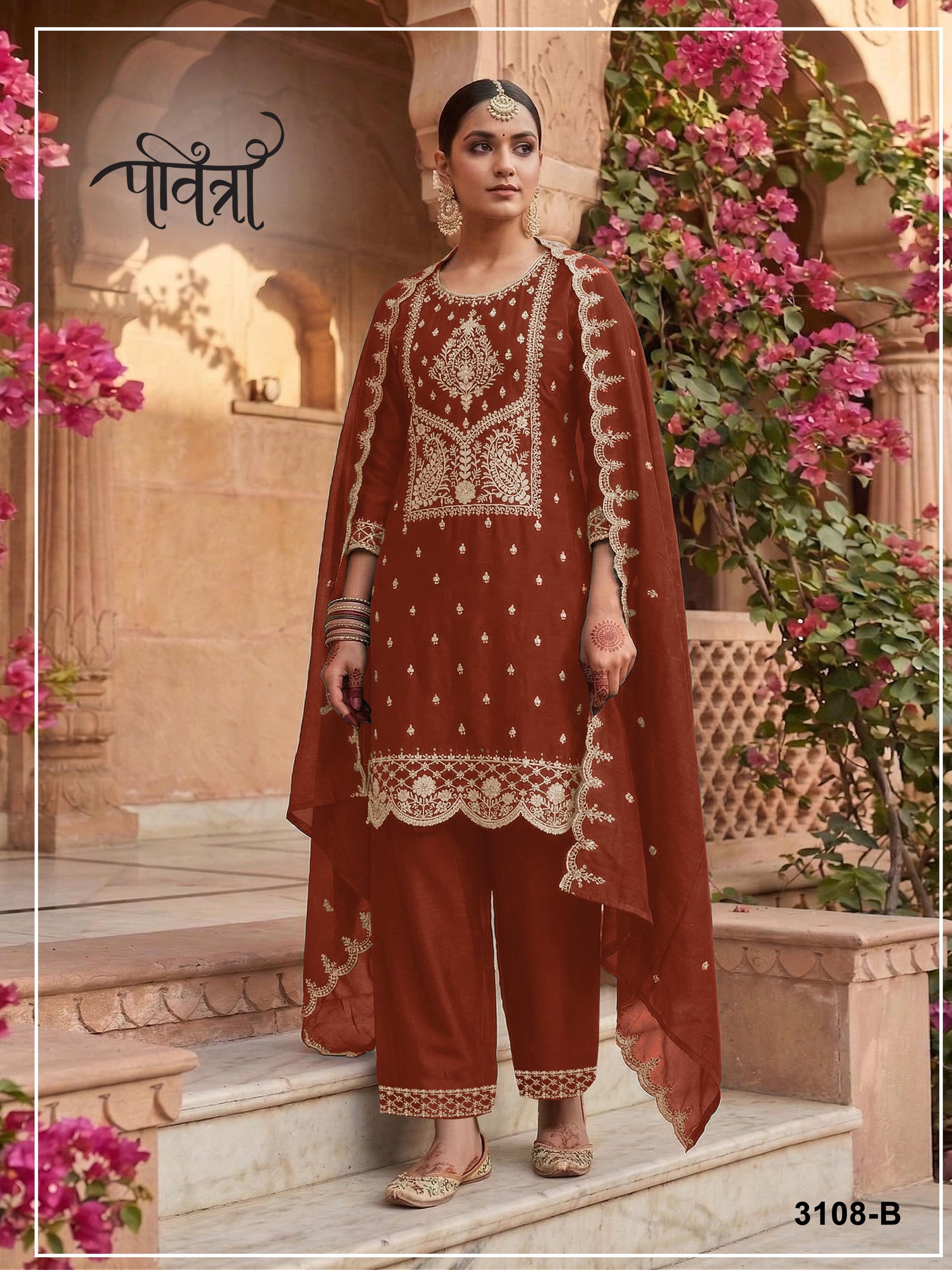 Khadi Cotton salwar Suit Set - Orange