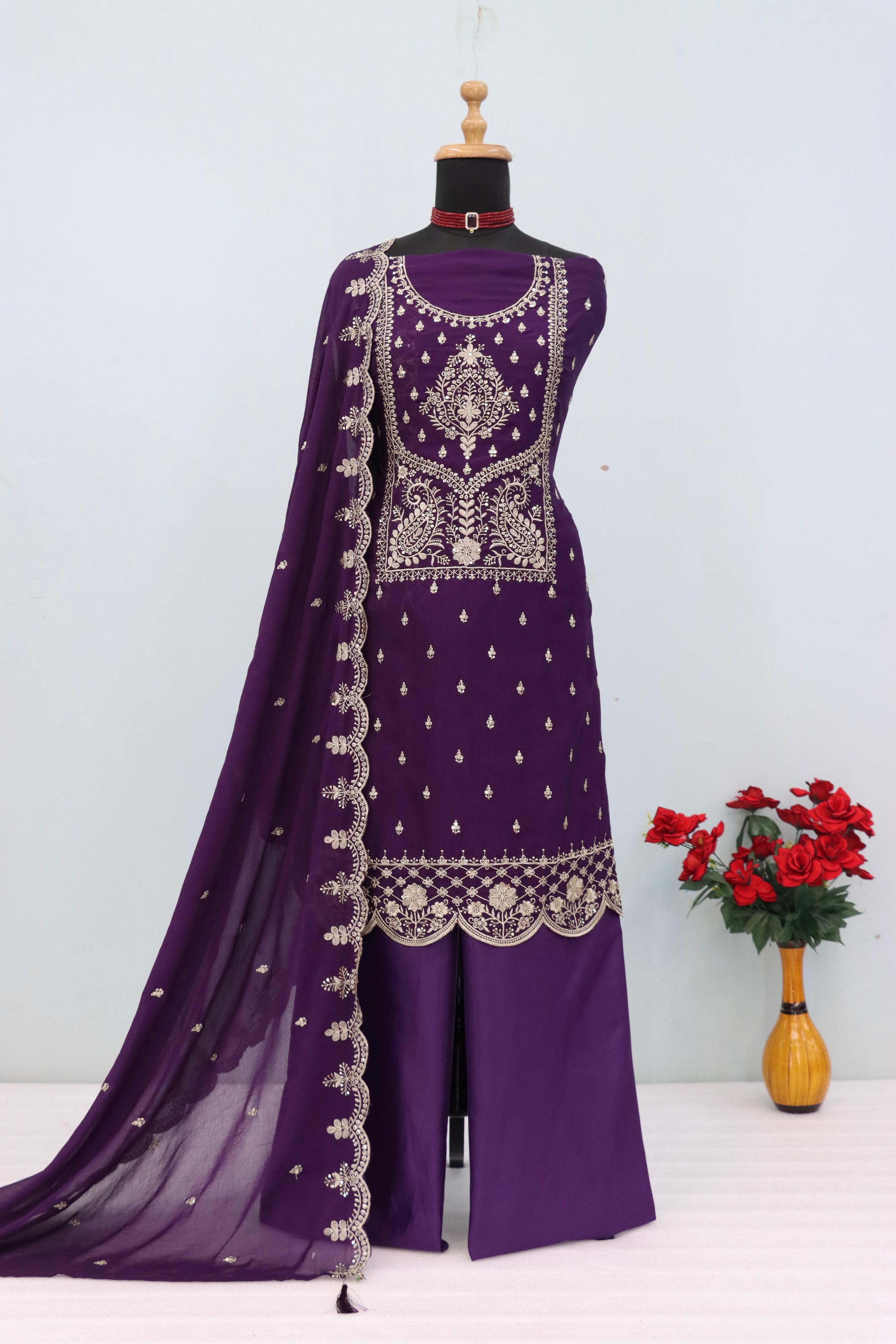 Khadi Cotton salwar Suit Set - Purple