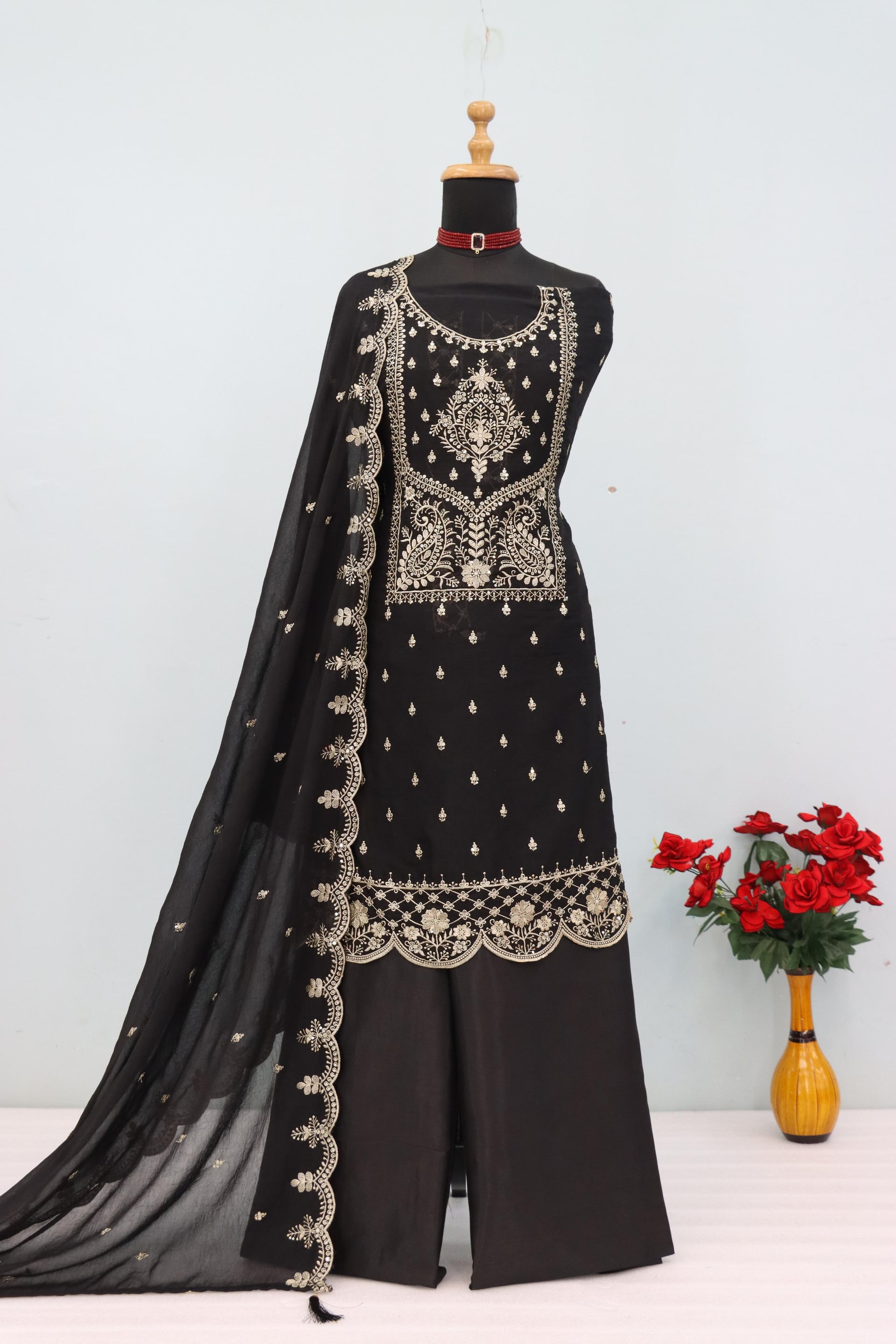 Khadi Cotton salwar Suit Set - Black