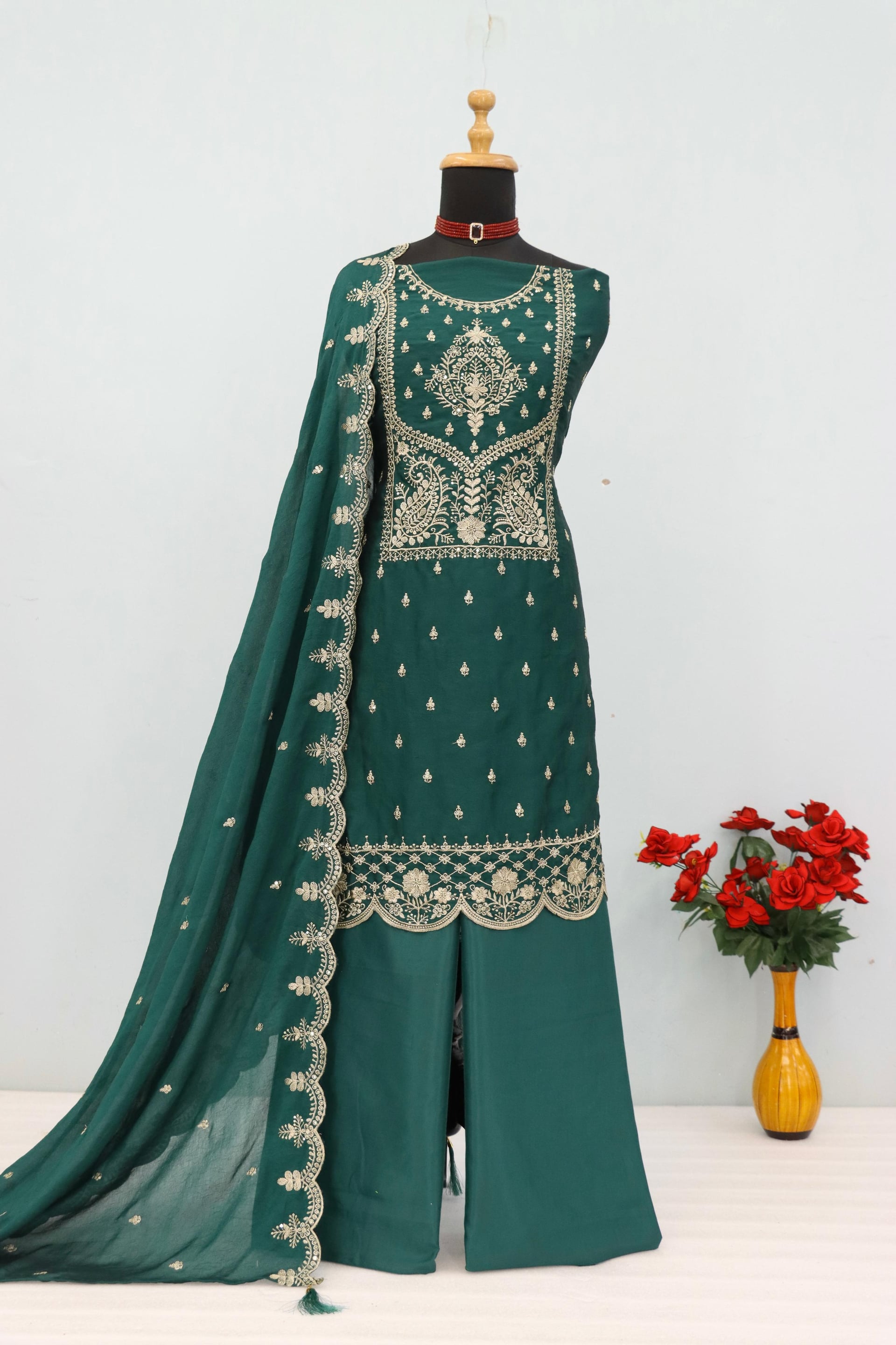 Khadi Cotton salwar Suit Set - Green