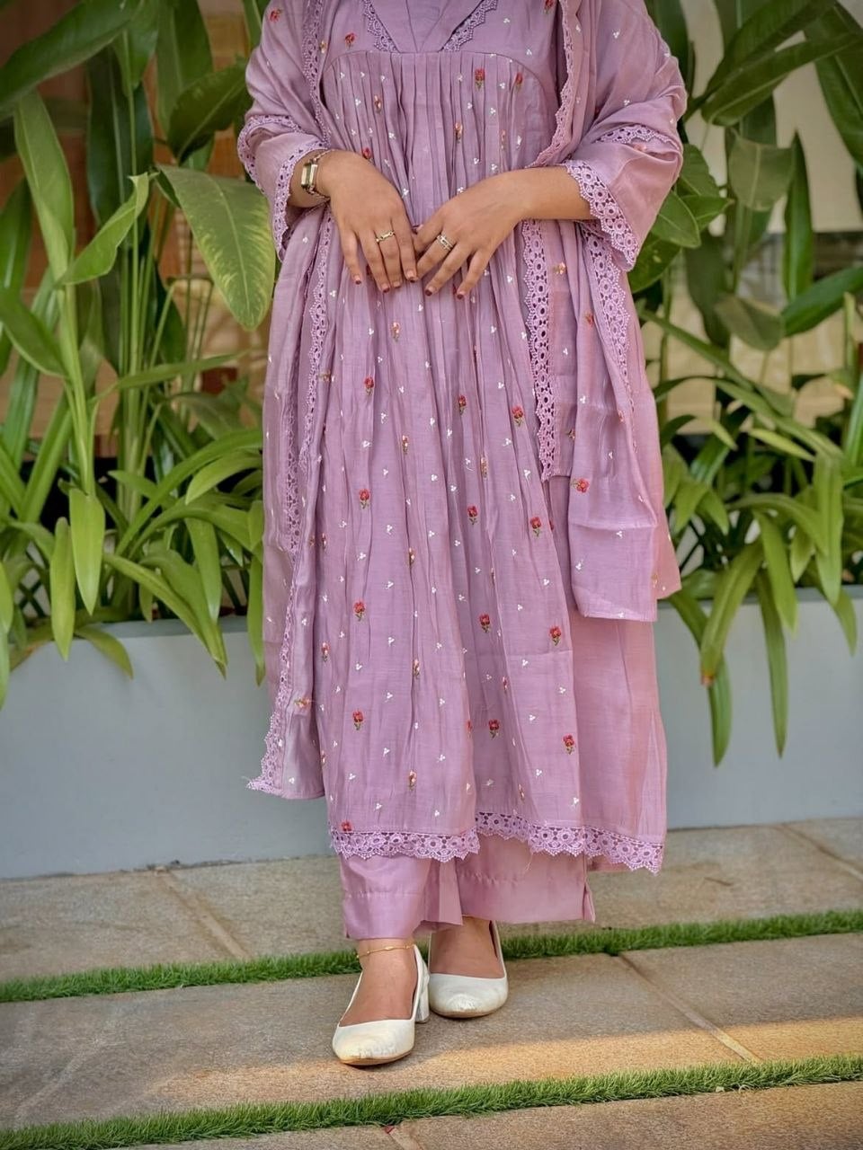 Pure Original Mul Chanderi Suit Set - Pink