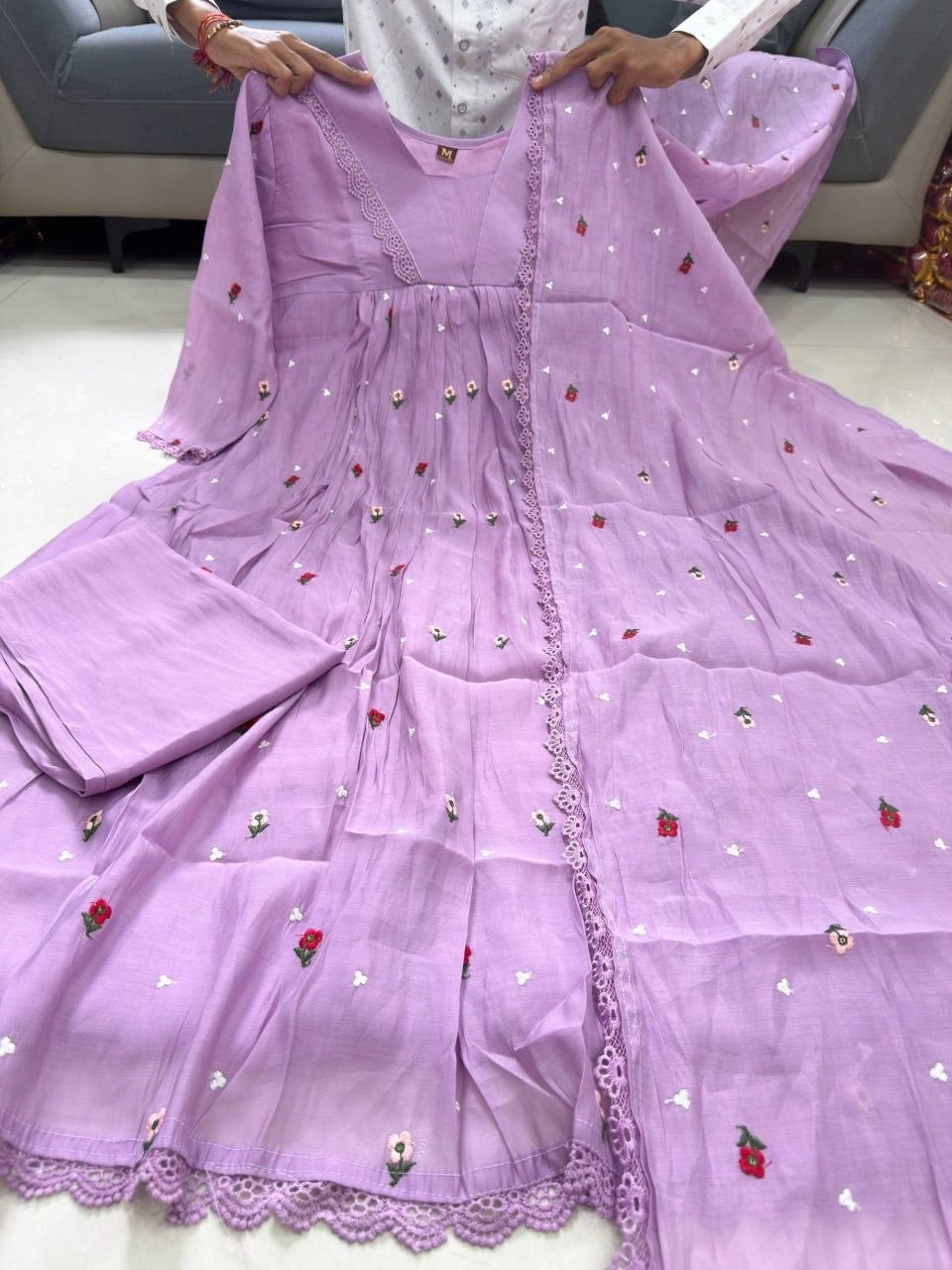 Pure Original Mul Chanderi Suit Set - Pink