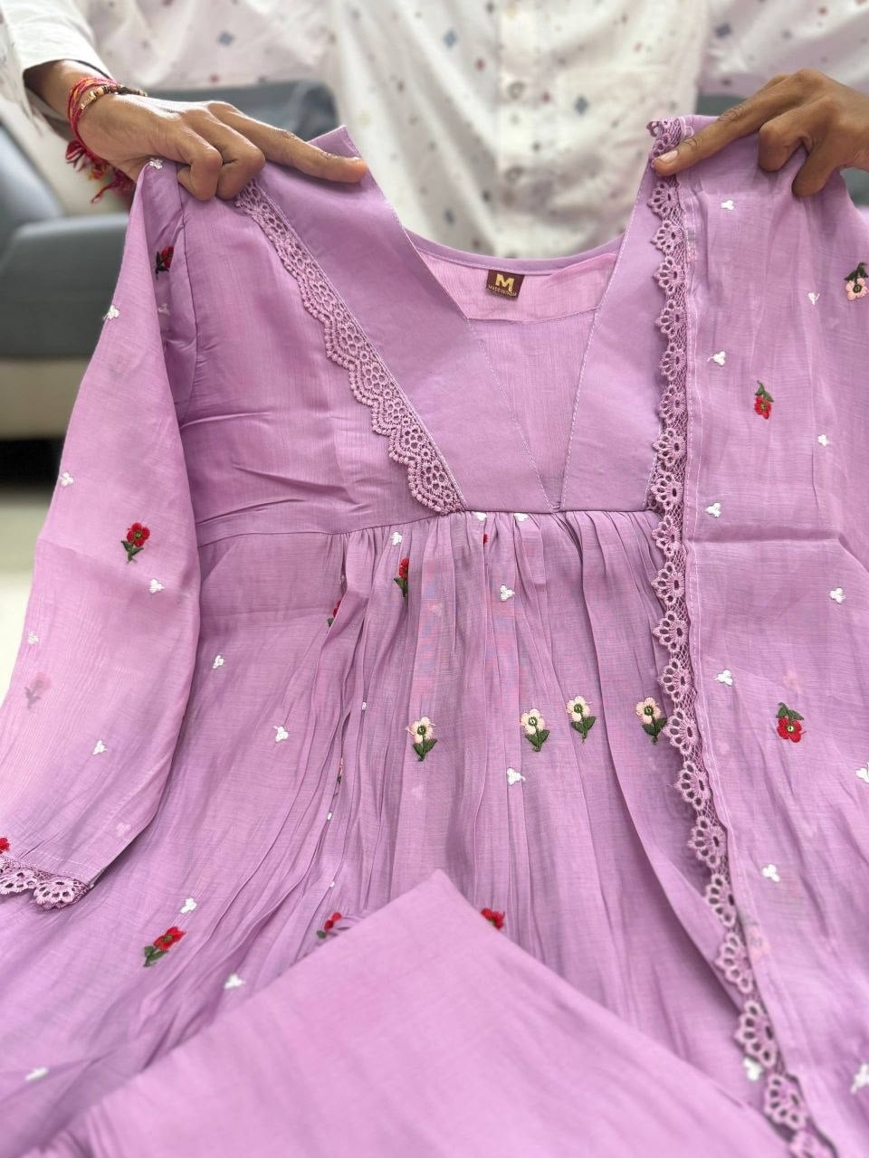 Pure Original Mul Chanderi Suit Set - Pink