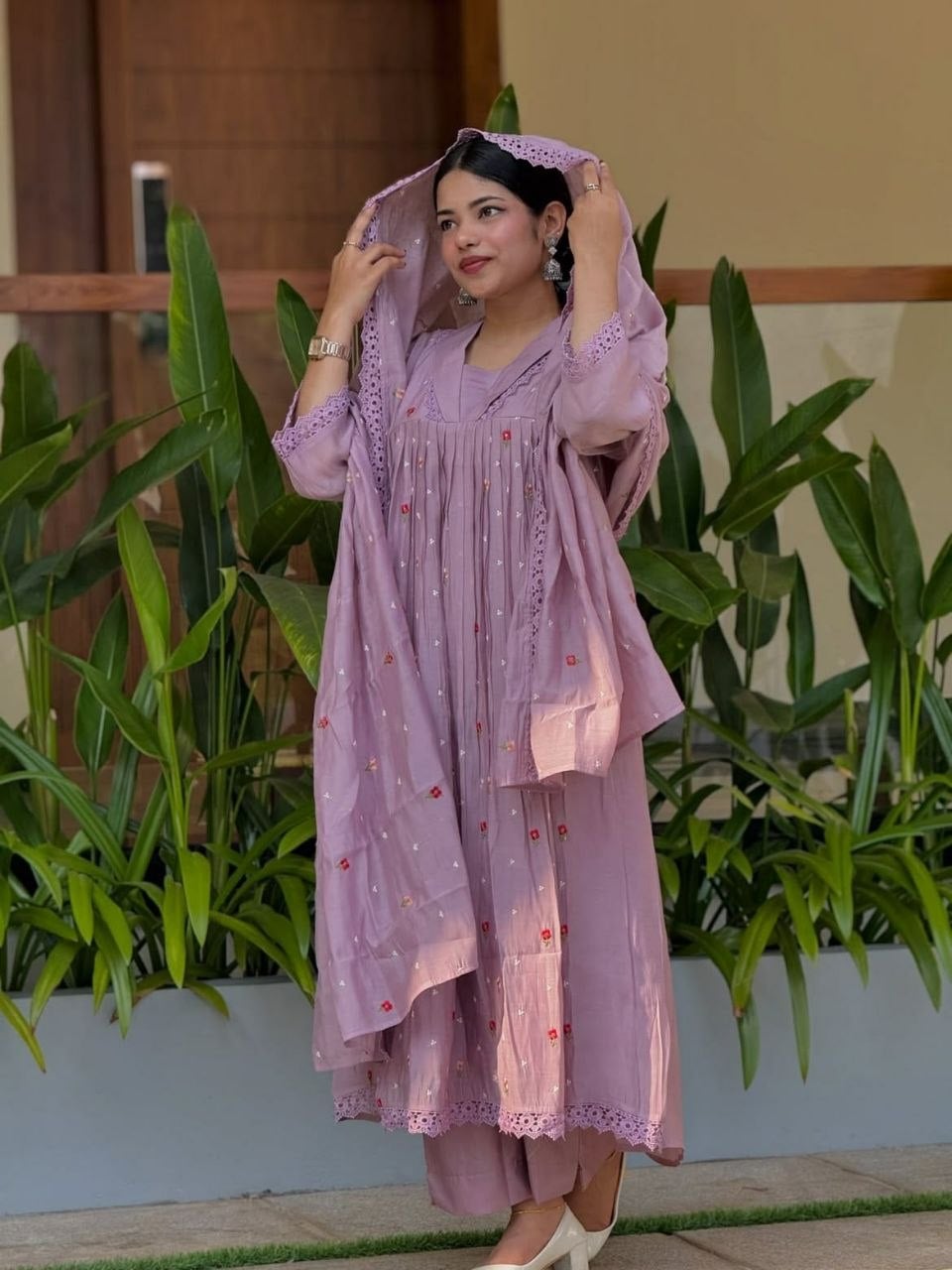 Pure Original Mul Chanderi Suit Set - Pink