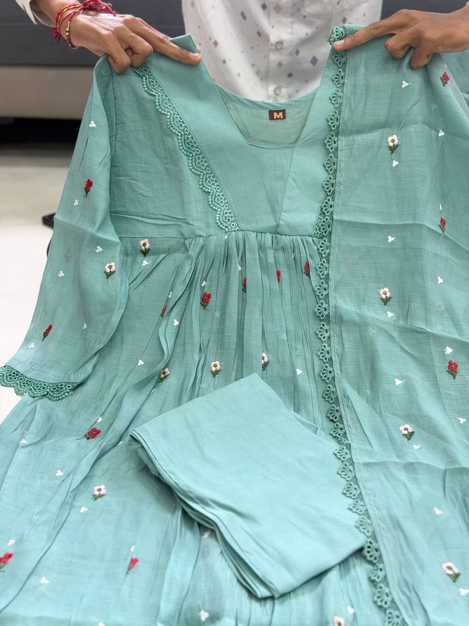 Pure Original Mul Chanderi Suit Set - Blue