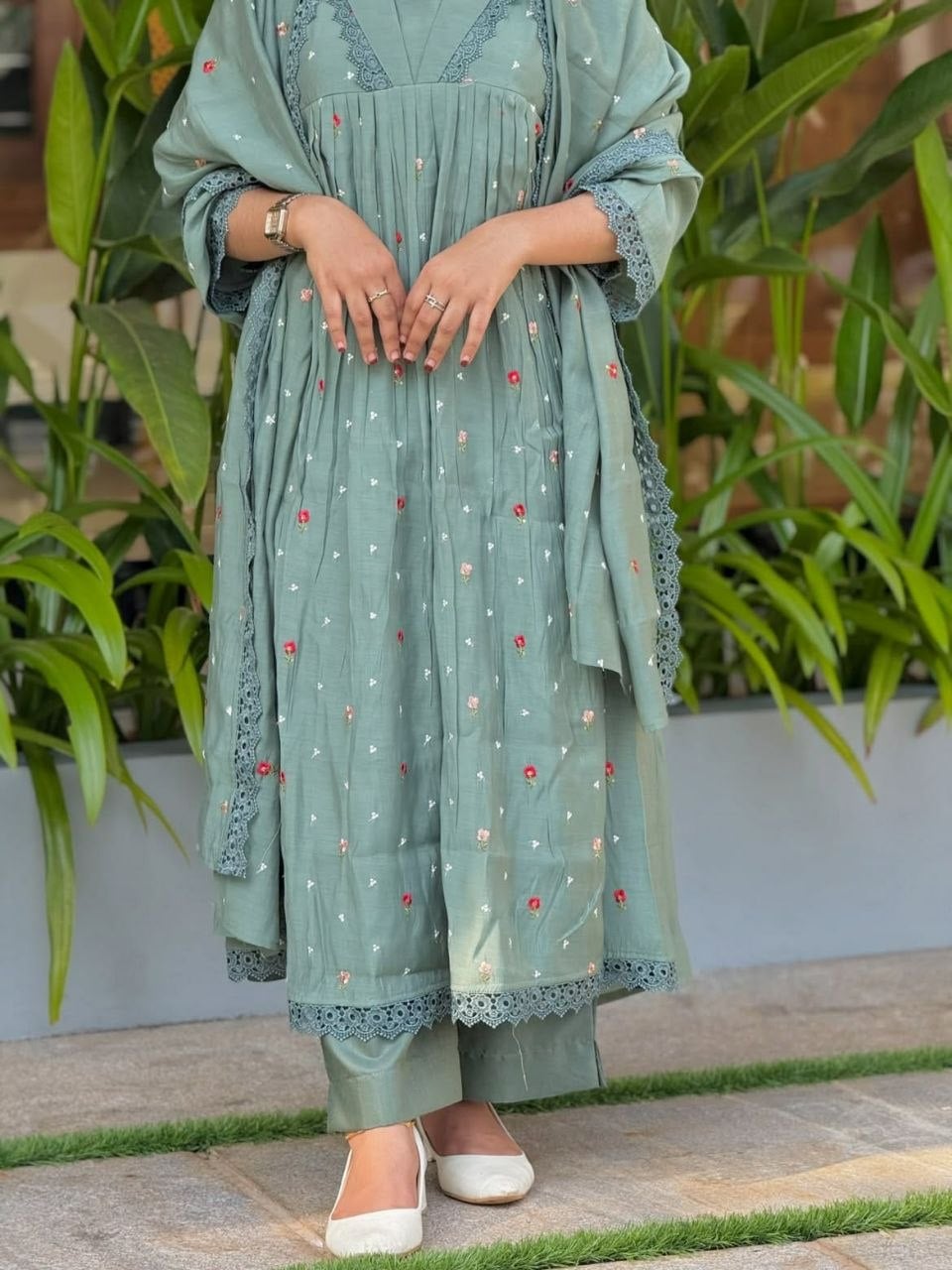 Pure Original Mul Chanderi Suit Set - Blue