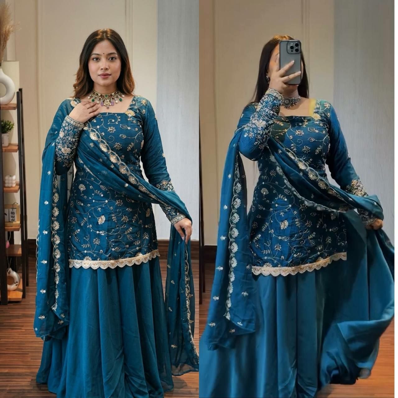 Pure Crunchy Crush Silk Suit Set