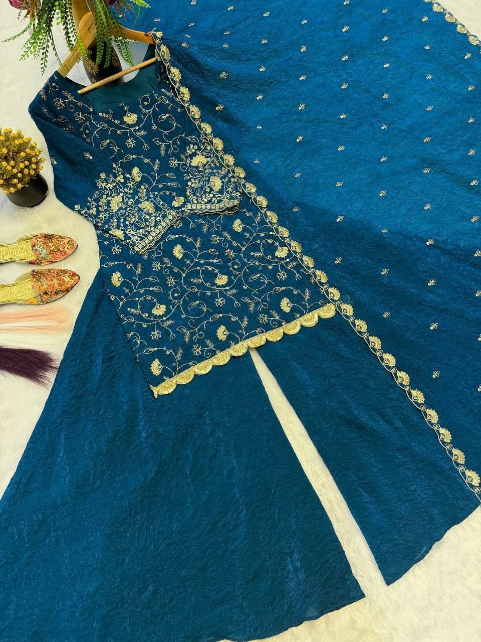 Pure Crunchy Crush Silk Suit Set