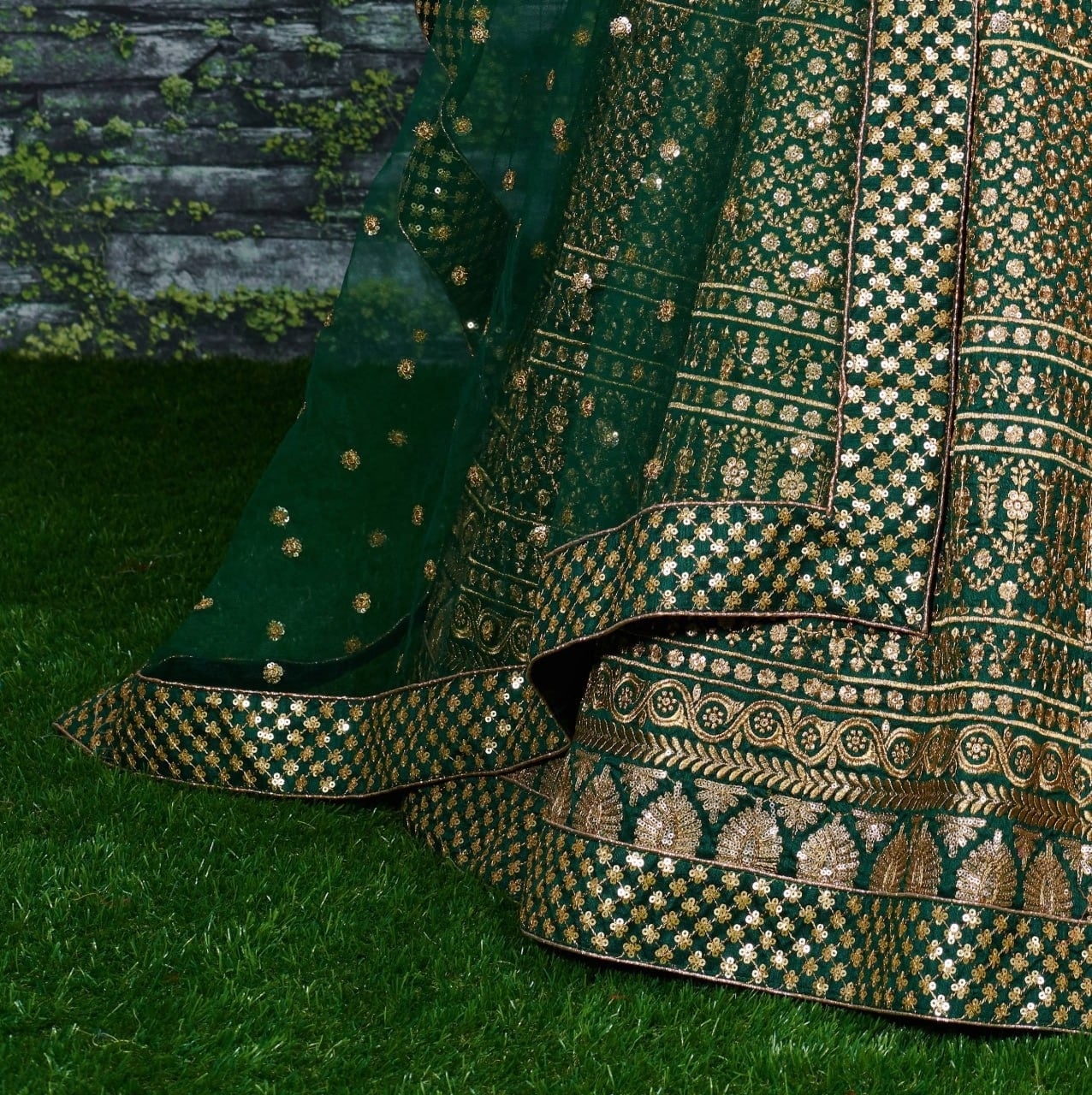 Deep emerald green lehenga Choli Set