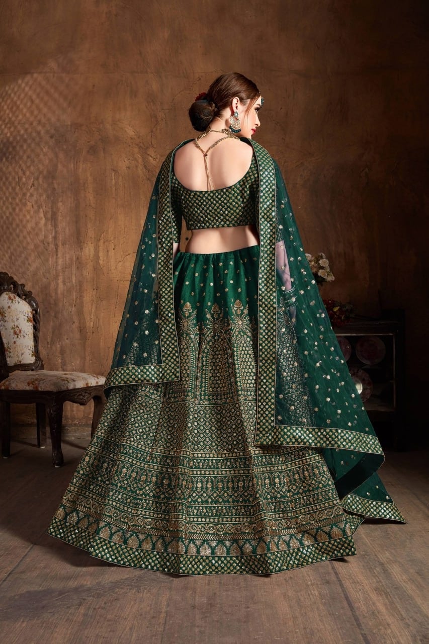 Deep emerald green lehenga Choli Set