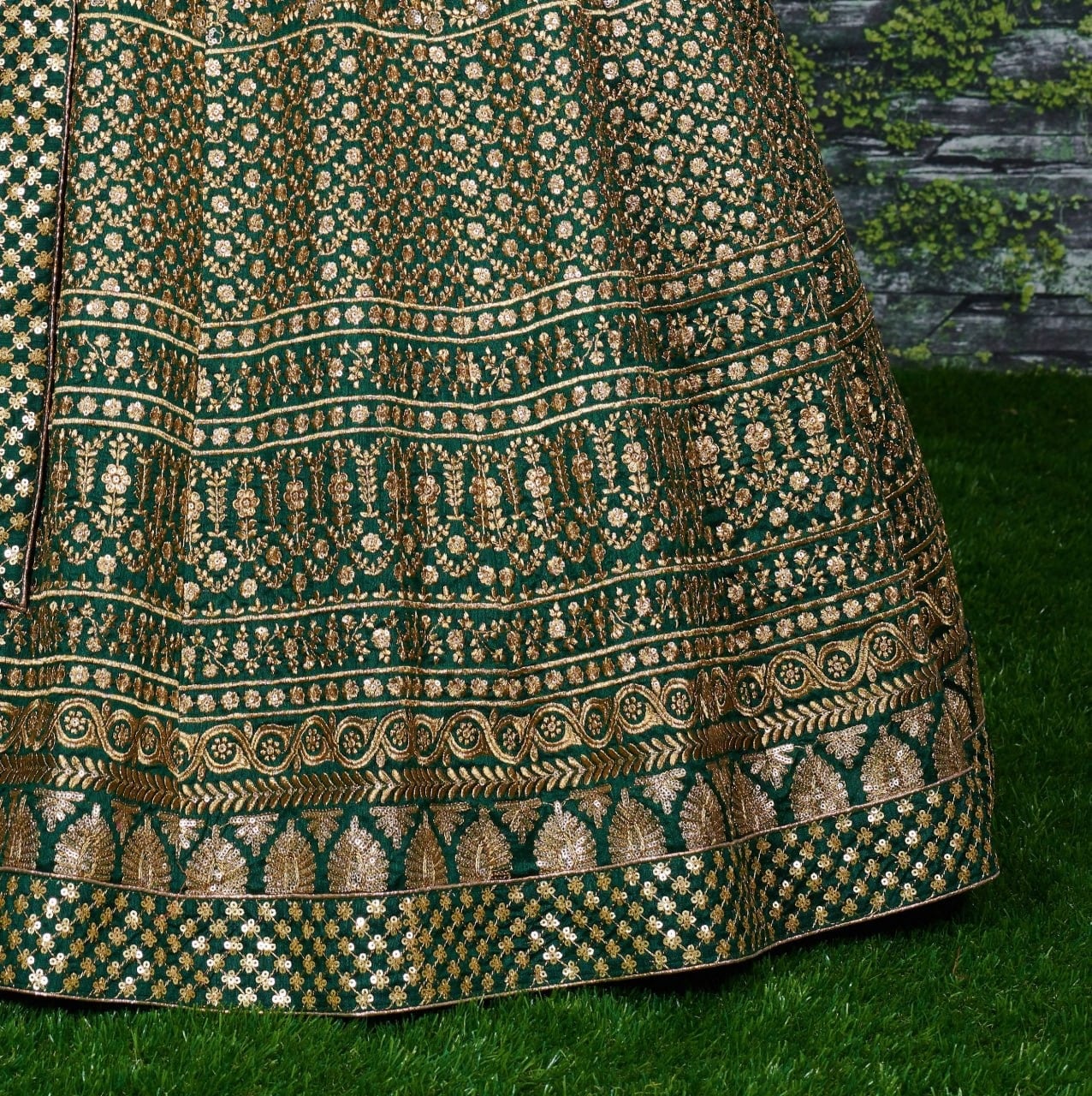 Deep emerald green lehenga Choli Set