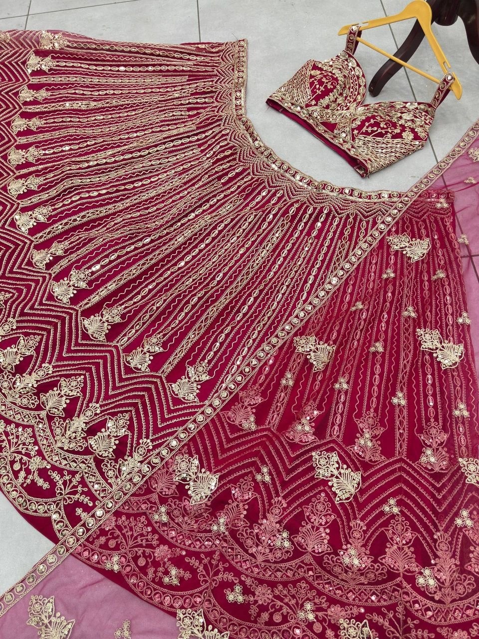 Butterfly Net Designer Lehenga Choli Set - Pink