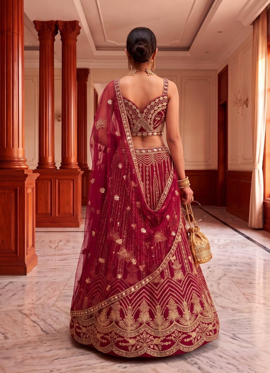 Butterfly Net Designer Lehenga Choli Set - Pink