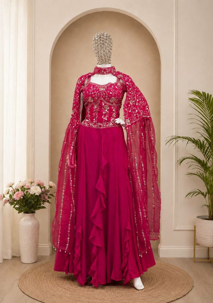 Premium Crepe Silk with Soft Silk Lahenga Choli