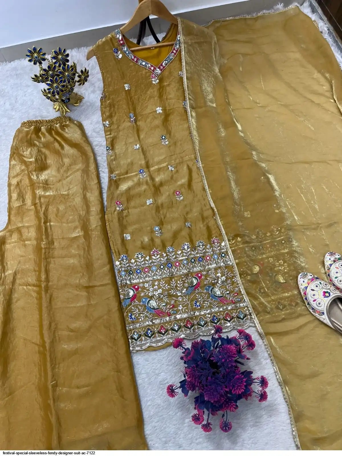 Premium Fendy Silk Salwar Suit Set - Yellow