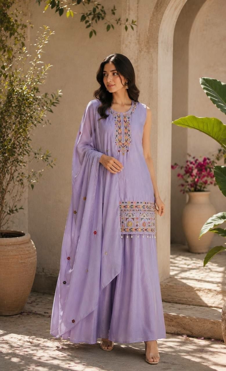 Premium Chinon Salwar suit Set - Purple