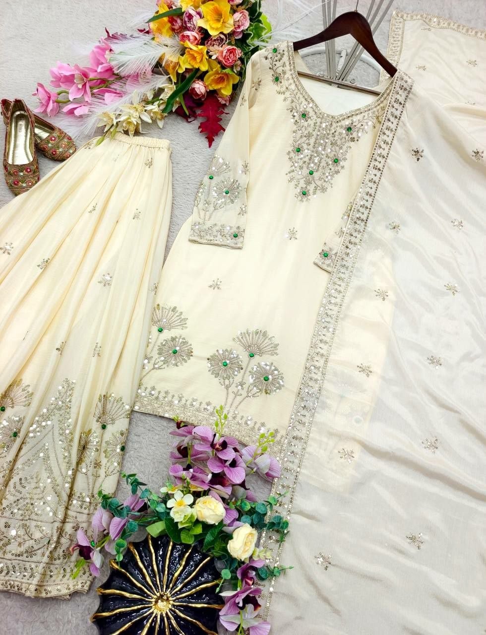 Pure Natural Satin Silk salwar suit set